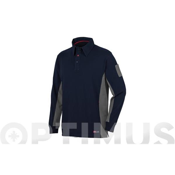 POLO MANGA LARGA STRETCH AZUL