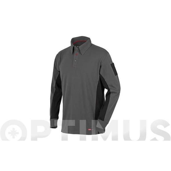 POLO MANGA LARGA STRETCH GRIS