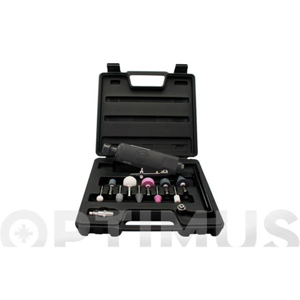 AMOLADORA NEUMATICA RECTA KIT PT540K1 + MUELAS LARWIND