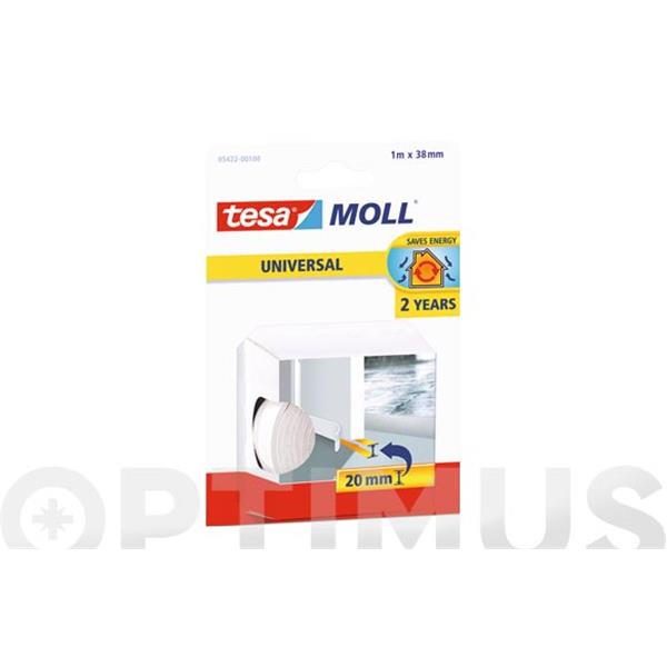 BURLETE BAJO PUERTA CAUCHO ADHESIVO TESA UMBRAL 1 MT X 38 MM BLANCO TESAMOLL =