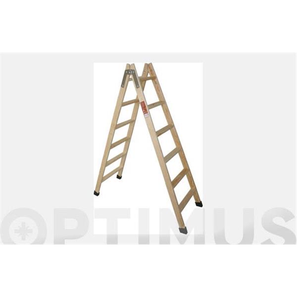 ESCALERA MADERA PINO DOBLE CON TACO 7 PELDA&Ntilde;OS 193 CM