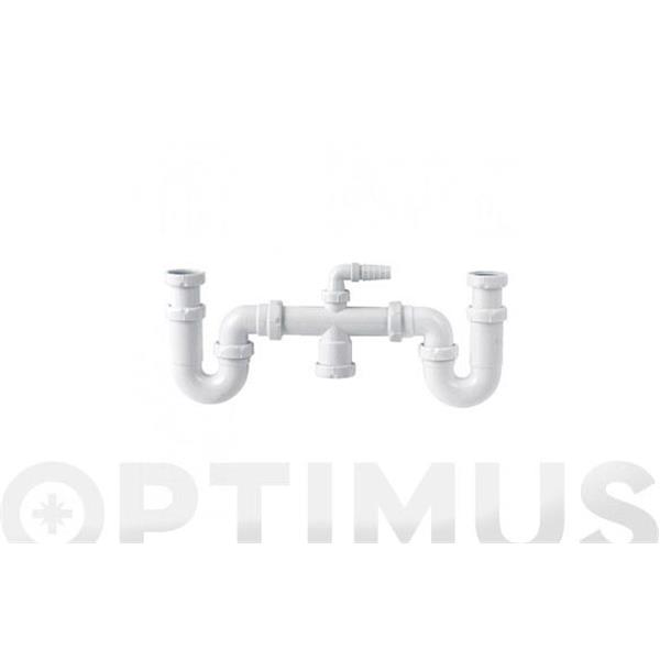 SIFON CURVO FREGADERO DOBLE 1 1/2" S-30 JIMTEN
