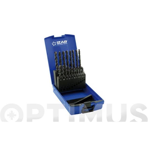 ESTUCHE 19 BROCAS STANDAR HSS DIN 338 de 1 A 10 MM EN 0.50 MM IZAR .