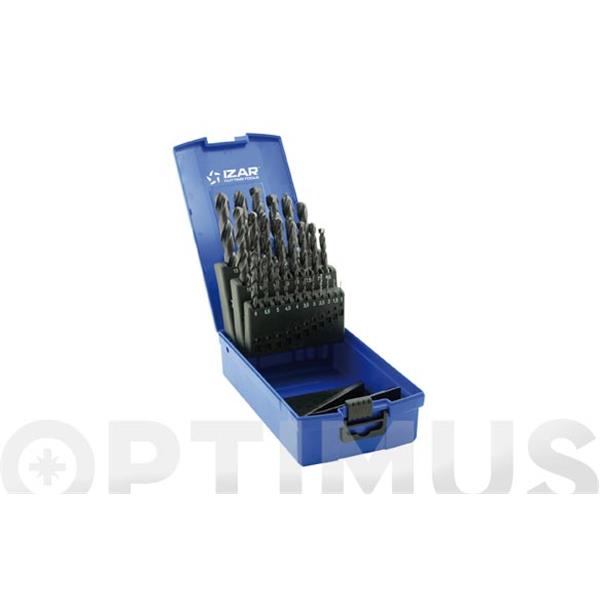 ESTUCHE 25 BROCAS HSS DIN 338 DE 1 A 13 MM EN 0.5 MM IZAR