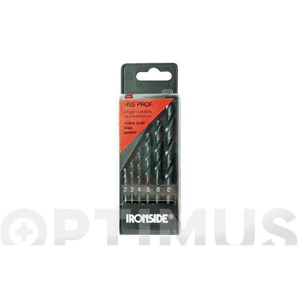 JUEGO 6 BROCAS HSS PRO 2 MM 3 MM 4 MM 5 MM 6 MM 8 MM IRONSIDE