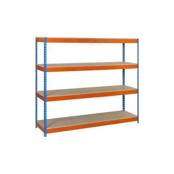 ESTANTERIA METAL 4 ESTANTES MADERA SIN TORNILLOS 200 X 150 X 60 CM AZUL/NARANJA 600 KG X ESTANTE SIMONRACK