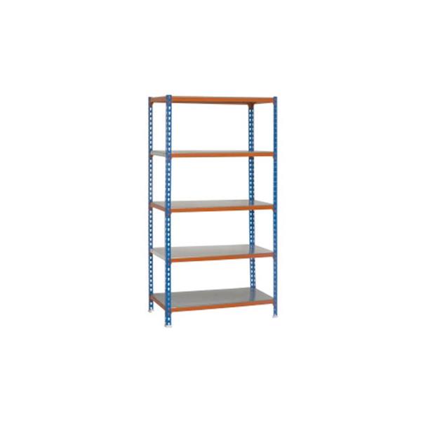 ESTANTERIA METAL 5 ESTANTES METALICOS SIN TORNILLOS 200 X 100 X 50 CM AZUL/NARANJA 180 KG X ESTANTE