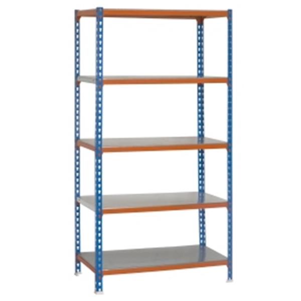 ESTANTERIA METAL 5 ESTANTES METALICOS SIN TORNILLOS 2000 X 1100 X 500 MM AZUL/NARANJA 200 KGR POR ESTANTE