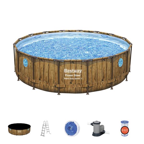 PISCINA DESMONTABLE REDONDA POWER STEEL VISTA 19480 EPURADORA CARTUCHO TIPO III &Oslash; 488 X 122 CM
