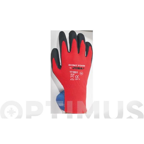 GUANTE "ECO-NIT FOAM" DE NYLON CON RECUBRIMIENTO DE NITRILO FOAM NEGRO EN PALMA  111801/8  JUBA .