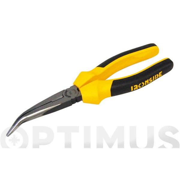 ALICATE BOCA SEMI REDONDA CURVA 45&ordm; CON CORTANTE 200 MM MANGO BIMATERIAL IRONSIDE