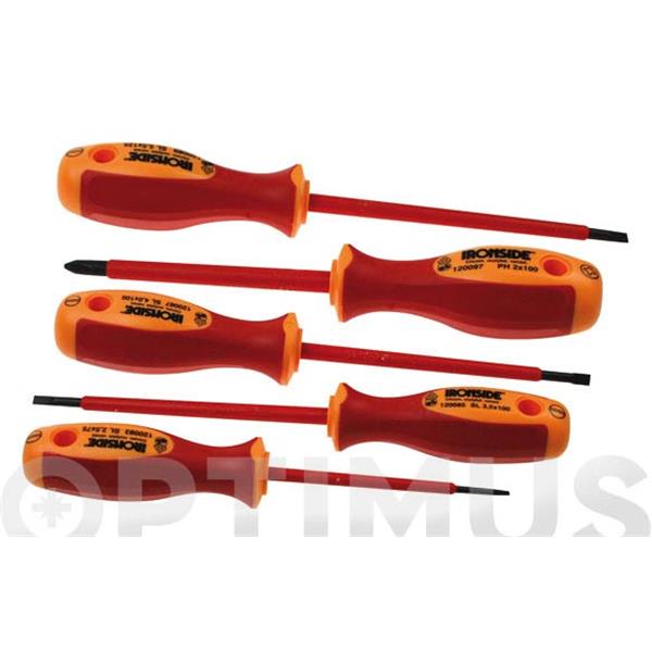 JUEGO DESTORNILLADOR 5 PZAS SL + PH ELECTRICISTA AISLADO 1000 VO. IRONSIDE