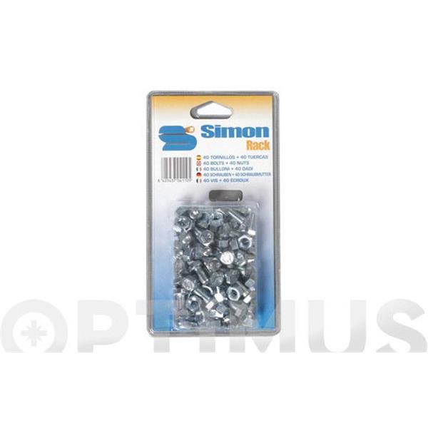 CONJUNTO 40 TORNILLOS + 40 TUERCAS ESTANTERIA SIMON