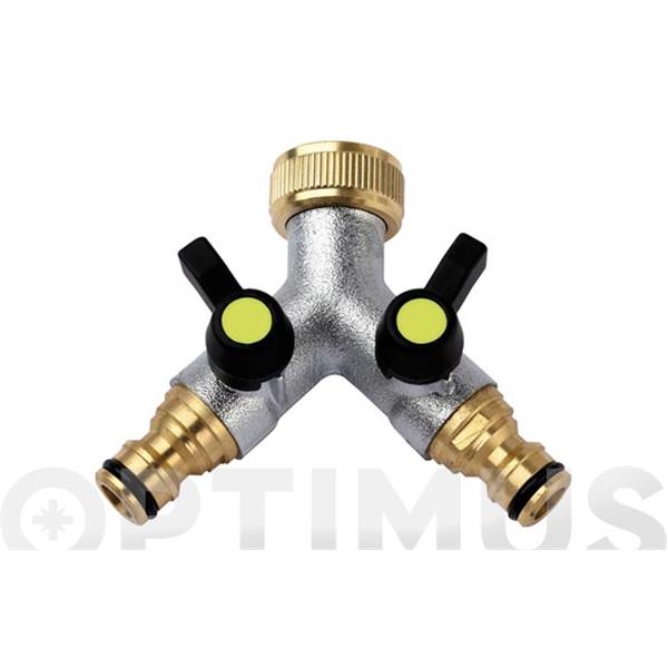 DERIVACION LATON EN "Y" 2 VIAS CON LLAVE DE PASO Y CONEXION RAPIDA ALTADEX .