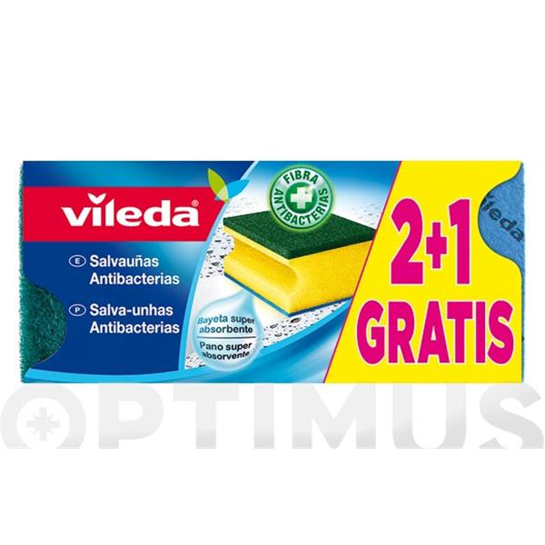 ESTROPAJO FIBRA / SALVAU&Ntilde;AS (2+1 UDS) VILEDA