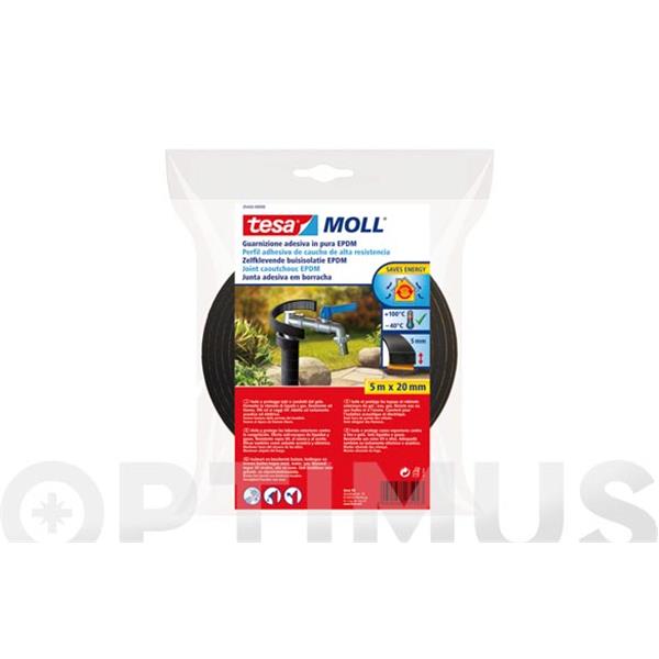BURLETE PERFIL AISLANTE DE CAUCHO 5 MT X 20 MM NEGRO TESAMOLL 05443-00000-00 TESATAPE