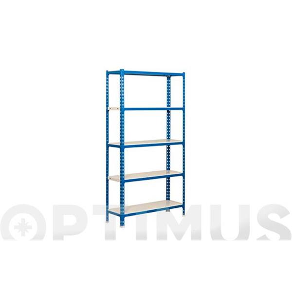 ESTANTERIA METAL 5 ESTANTES METALICOS SIN TORNILLOS 180 X 90 X 40 CM AZUL/BLANCA 180 KG POR ESTANTE