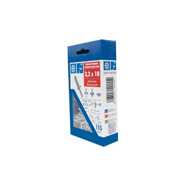 REMACHE ALUMINIO STANDARD C/AL 3,2 X 10 MM CAJA MINI 115 UD BRALO