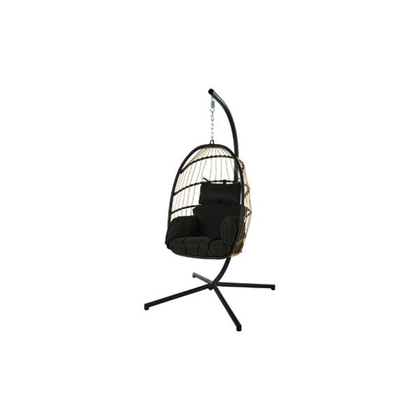 HAMACA COLGANTE RATAN PLEGABLE NEGRO