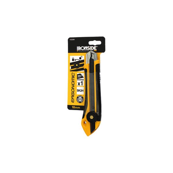 CUTTER 18 MM EN ABS CON RUEDA DE BLOQUEO AUTOBLOCANTE HOJA SK2H IRONSIDE