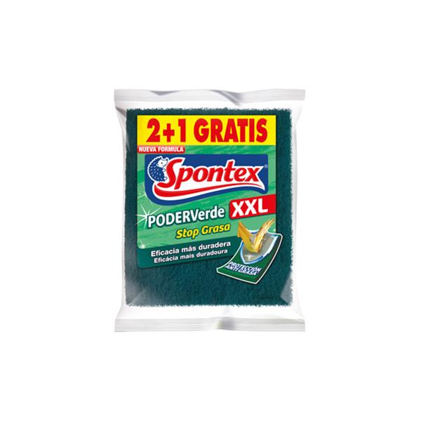 ESTROPAJO FIBRA VERDE (2+1 UDS) XXL SPONTEX
