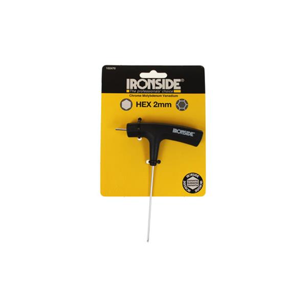 LLAVE ALLEN MANGO EN "T" PUNTA LARGA CON BOLA 2 MM 2 PUNTAS IRONSIDE 