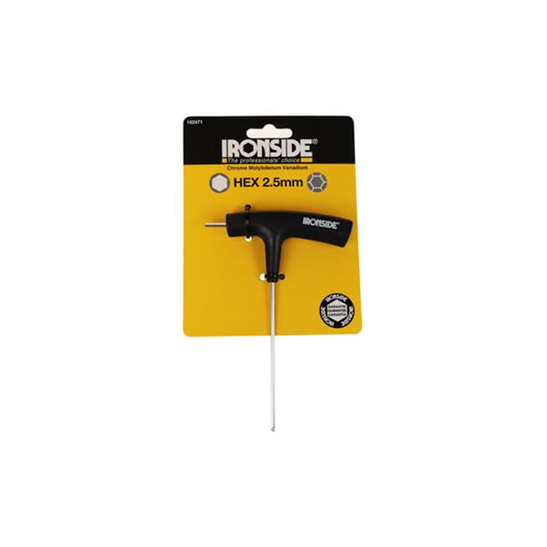 LLAVE ALLEN MANGO EN "T" PUNTA LARGA CON BOLA 2,5 MM 2 PUNTAS IRONSIDE