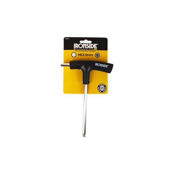 LLAVE ALLEN MANGO EN "T" PUNTA LARGA CON BOLA 8 MM 2 PUNTAS IRONSIDE