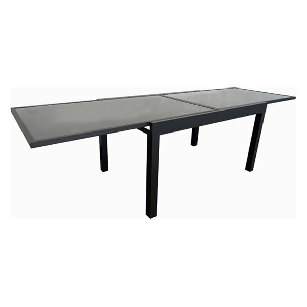 MESA ALUMINIO CRISTAL EXTENSIBLE GRIS 140-280 X 90 CM