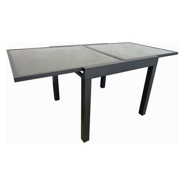 MESA ALUMINIO CRISTAL EXTENSIBLE GRIS 90-180 X 90 CM