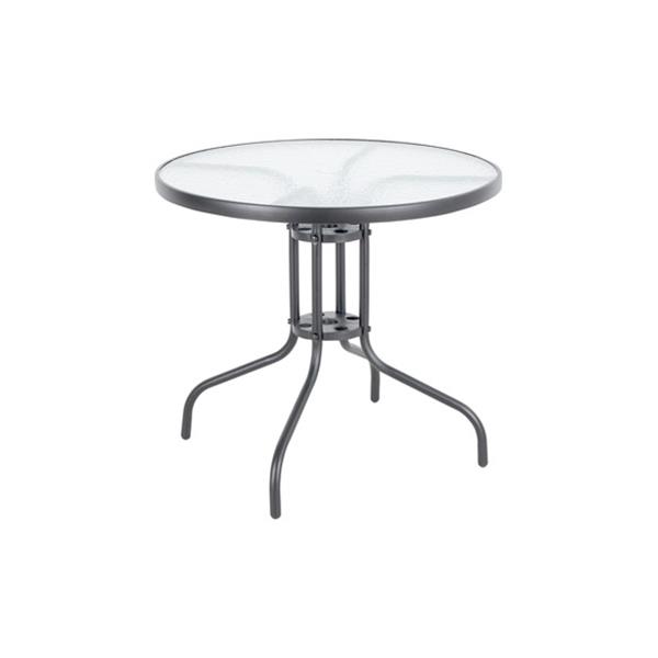 MESA ACERO CRISTAL GRIS &Oslash;80 CM