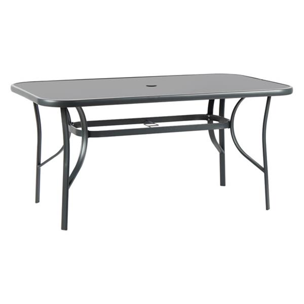 MESA RECTANGULAR ACERO CRISTAL 150 X 90 CM