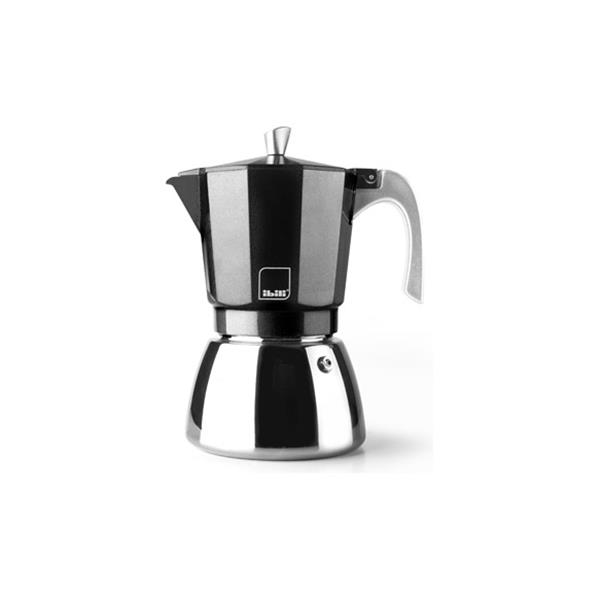 CAFETERA ACERO + ALUMINIO INDUCCION ELBA 12 TAZAS NEGRA IBILI