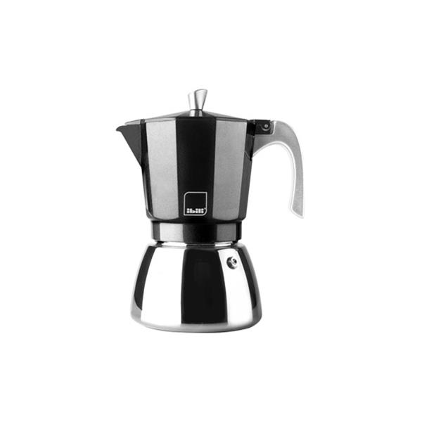 CAFETERA ACERO + ALUMINIO INDUCCION ELBA 6 TAZAS NEGRA IBILI