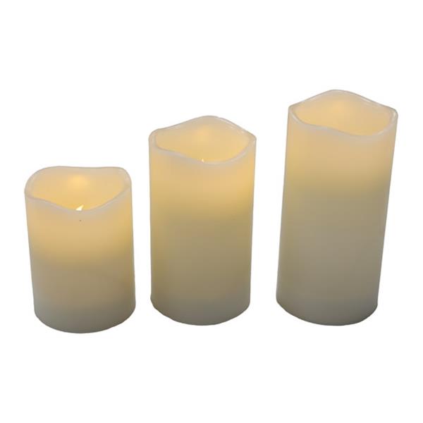 VELAS DOLO 20 LM LUZ CALIDA Y EFECTO LLAMA PACK DE 3  PILAS (2AAA) 15/12/10X7,3 CM