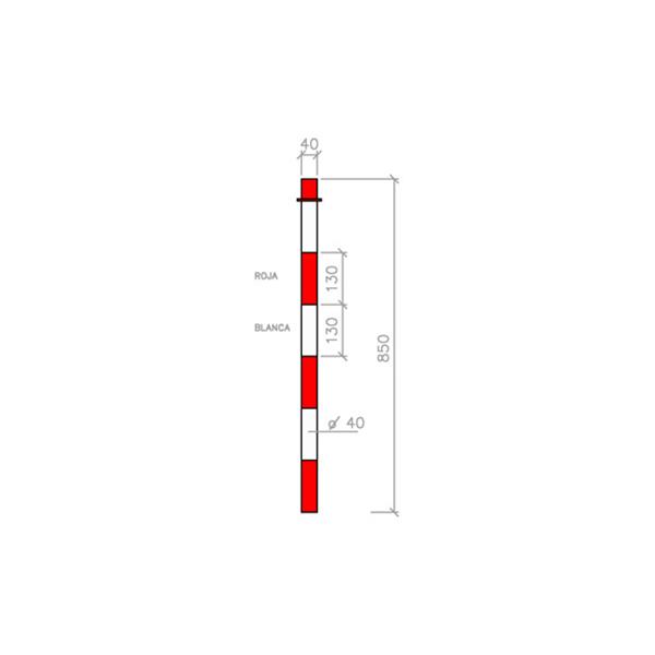 POSTE ROJO/BLANCO PARA BASE RELLENABLE 850 MM