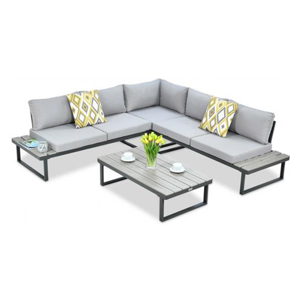 CONJUNTO RINCONERO ACERO CON MESA BAJA NAPOLES
