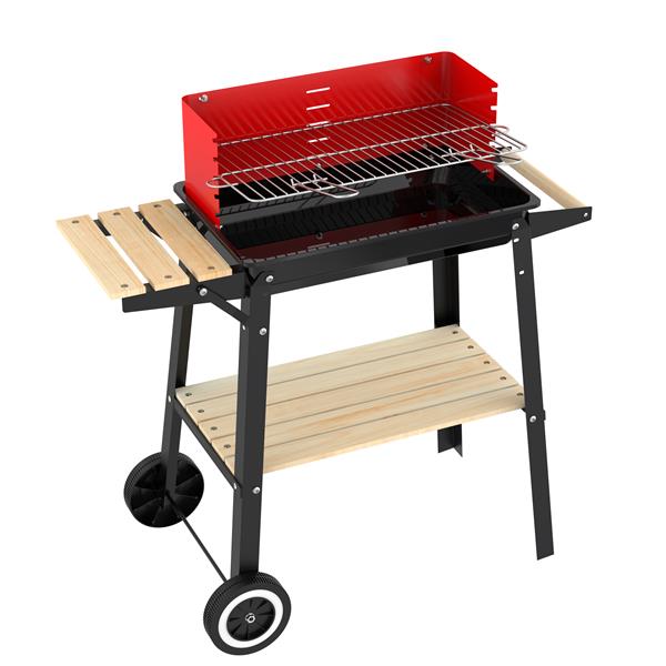 BARBACOA CARBON RECTANGULAR CON RUEDAS 83X43X86CM