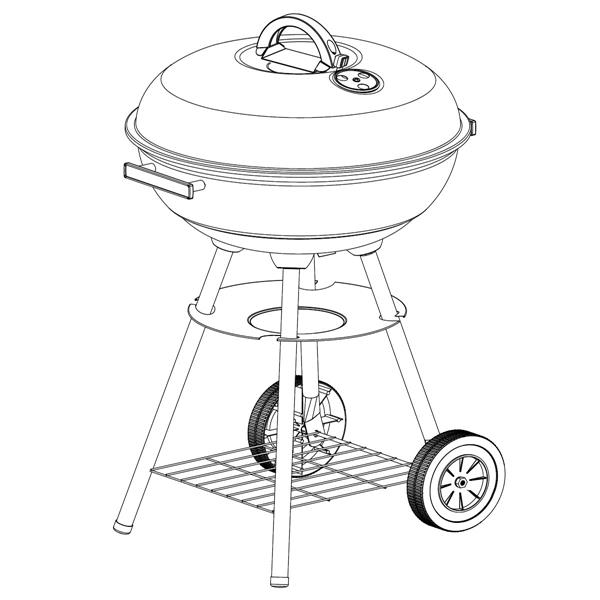 BARBACOA CARBON REDONDA CON RUEDAS 53,5X46X75CM