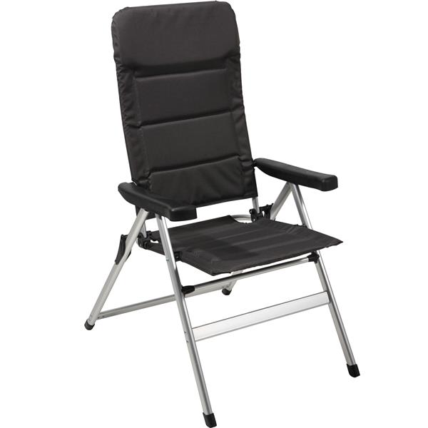 SILLA CAMPING PLEGABLE POSICIONES NEGRA 63,5X120CM