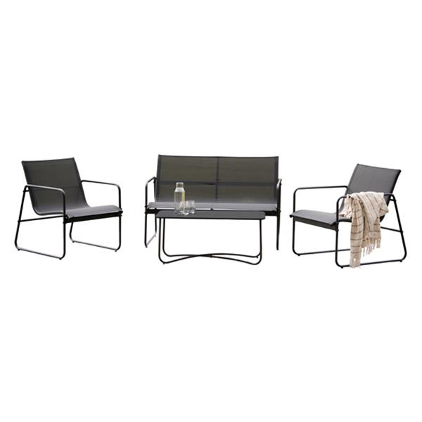 CONJUNTO CAFE ACERO TEXTILENE NEGRO