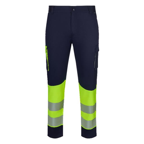 PANTALON ALTA VISIBILIDAD STRETCH CINTA SEGMENTADA NAVY/AMARILLO TALLA L