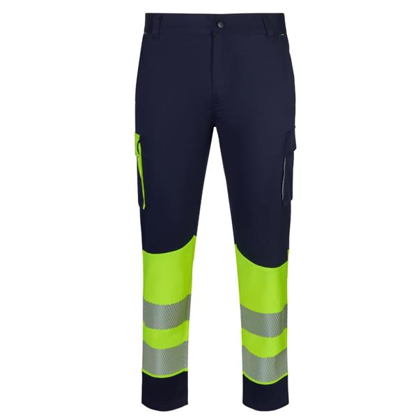 PANTALON ALTA VISIBILIDAD STRETCH CINTA SEGMENTADA NAVY/AMARILLO TALLA XL