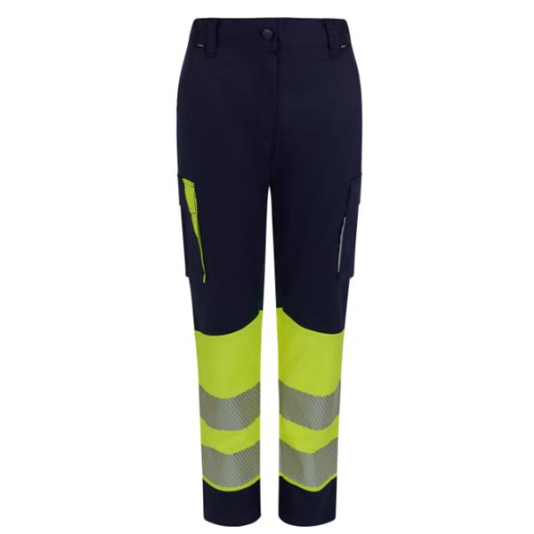 PANTALON ALTA VISIBILIDAD STRETCH CINTA SEGMENTADA NAVY/AMARILLO TALLA XL MUJER