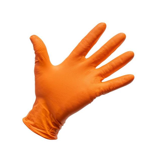 GUANTE NITRILO DIAMANTADO FLOCADO SAHARA NARANJA 50UN TALLA M