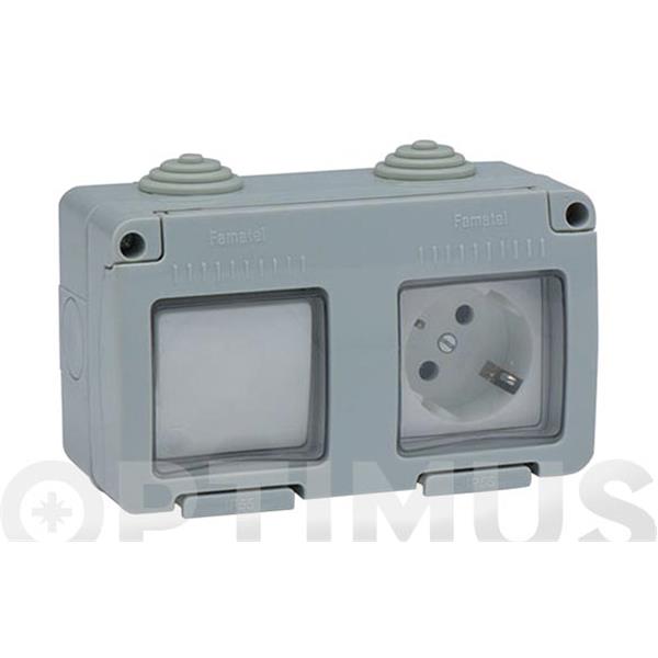 BASE DE ENCHUFE + COMMUTADOR ESTANCO TOMA TIERRA LATERAL (16A/240V) FAMATEL 