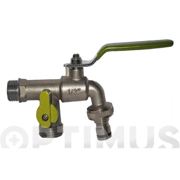 GRIFO PARA JARDIN ROSCA DE 1/2" Y CON DOS SALIDAS 3/4" 1 CON CONECTOR RAPIDO IRONSIDE