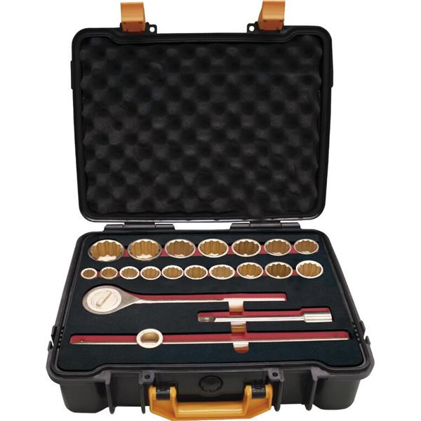 JUEGO DE 20 LLAVES DE VASO 3/4"  (3/4" - 2" 12 CANTOS) ANTICHISPA Al-Bron  35826  EGAMASTER