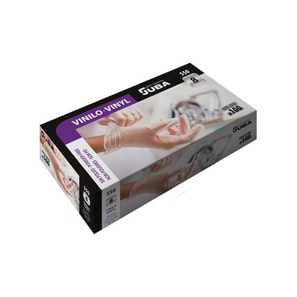 GUANTE DESECHABLE DE VINILO SIN POLVO.COLOR NATURAL  550/M  JUBA