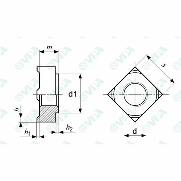 TUERCA DIN 928 TUERCA CUADRADA SOLDABLE M- 6